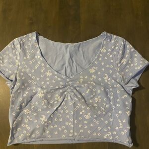 SHEIN Light Blue Floral Crop Top